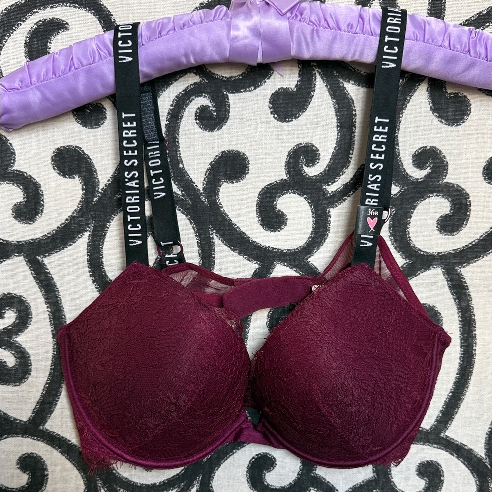 NWT 36B Victoria's Secret Burgandy Lace Push-up Bra